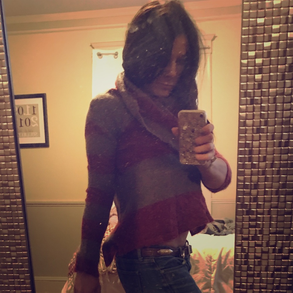 Free People alpaca striped crop sweater